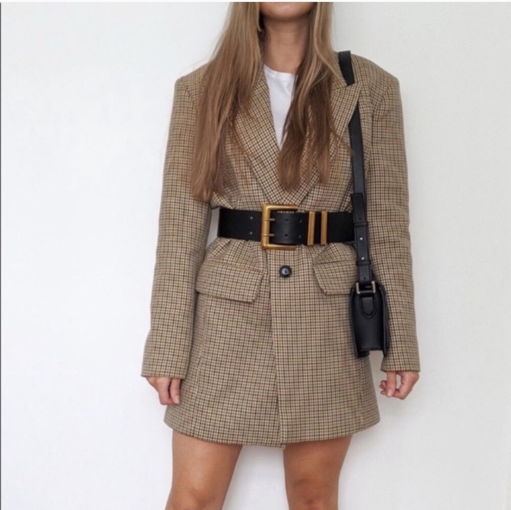 Zara Oversized Long Plaid Blazer Size S